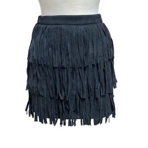 Kittenish Black Fringe Mini Skirt Size Medium NWT